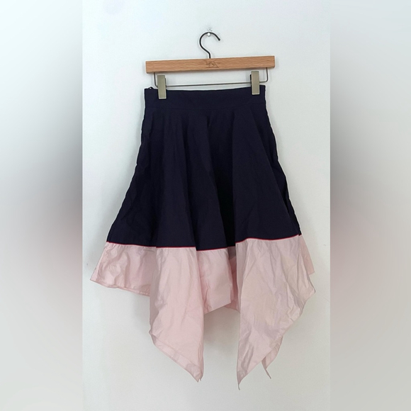 COS Navy & Blush Asymmetrical Handkerchief Hem Skirt Minimalist Designer 4 - Picture 2 of 5